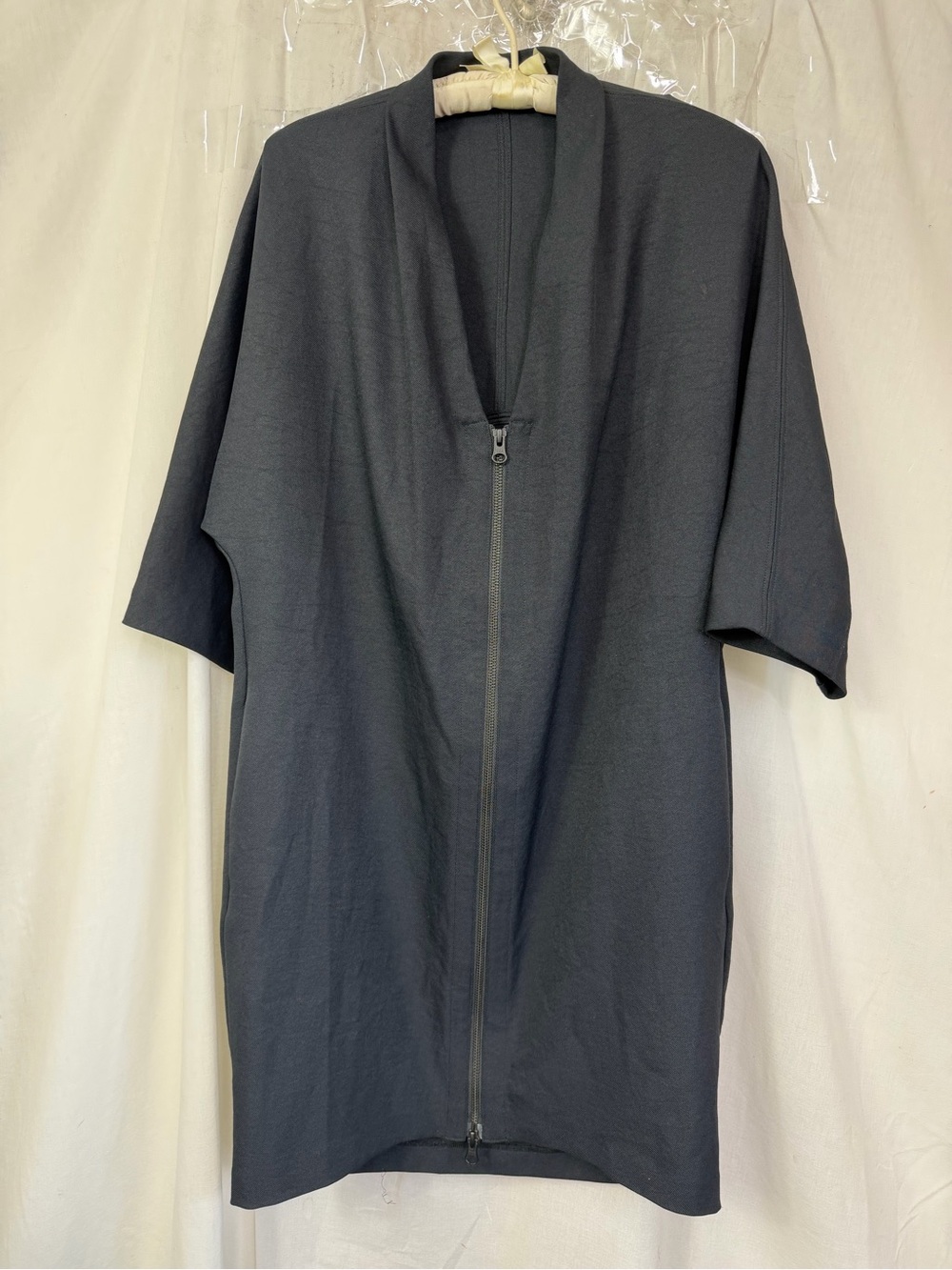 James Perse Black V-Neck Raglan Sleeve Zip Front Estilo Dress Size S - Picture 3 of 11